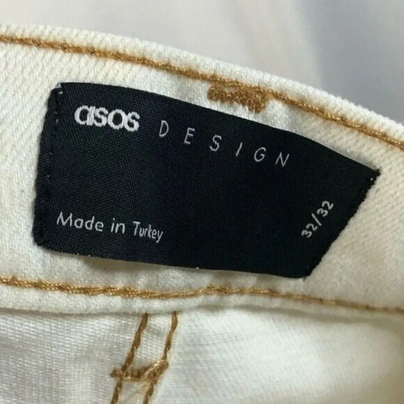 ASOS Design Ivory White 90s Straight Leg Distressed Jeans 32X32 - Picture 4 of 4